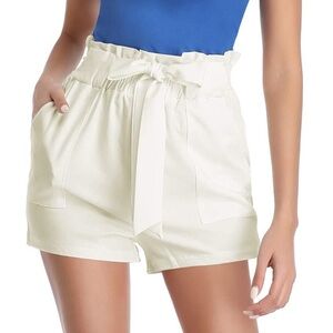 Amazon Freeprance High Waisted Paperbag Shorts in White
